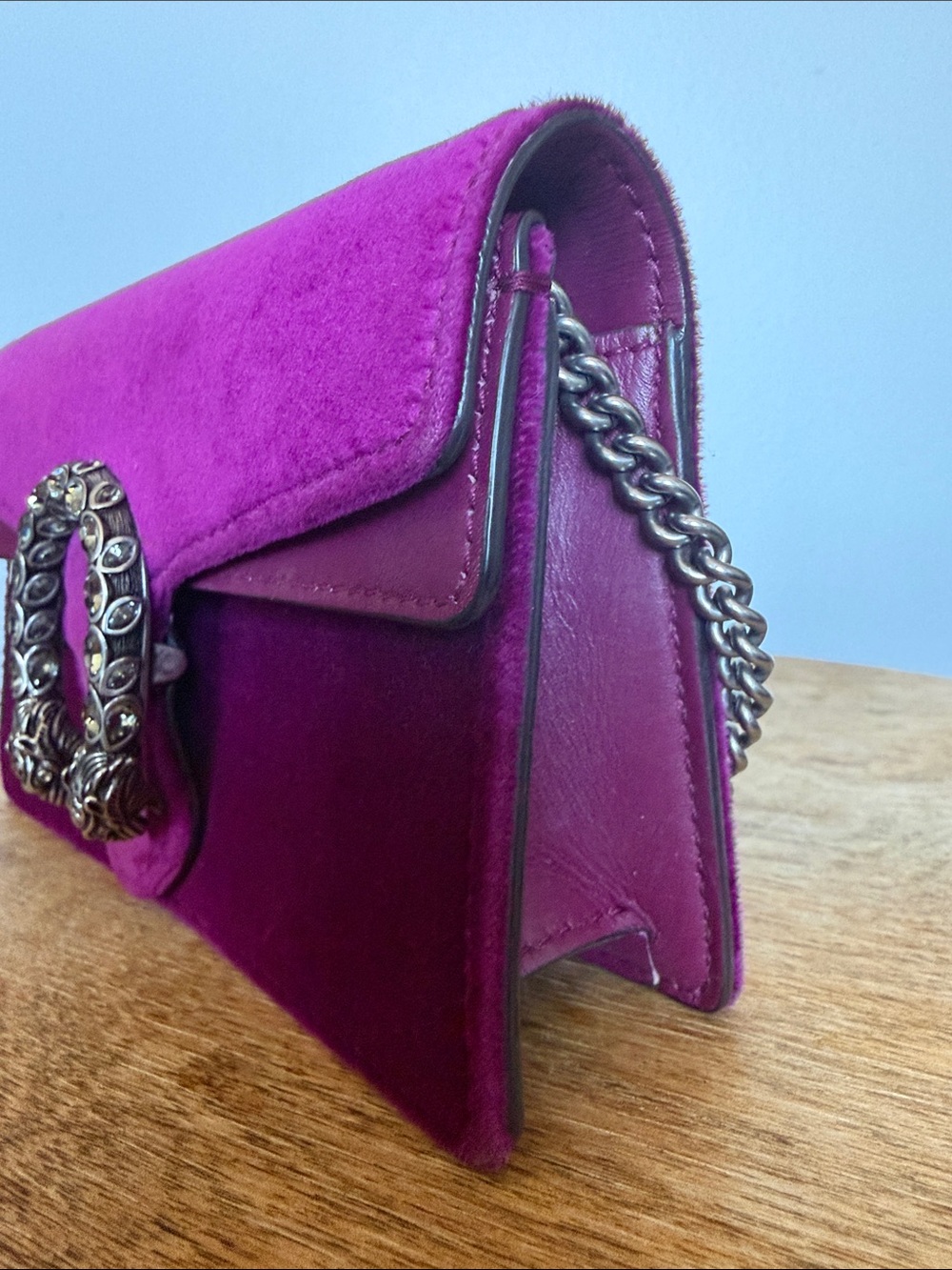 Gucci Dionysus Super Mini Purple Velvet Crystal Chain Crossbody Bag - Picture 8 of 12